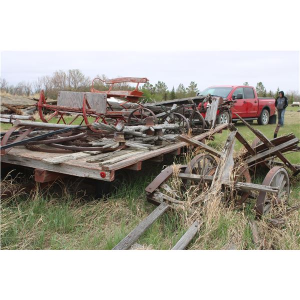 Misc Lot Wheels Wagon Wheels Hay Rack