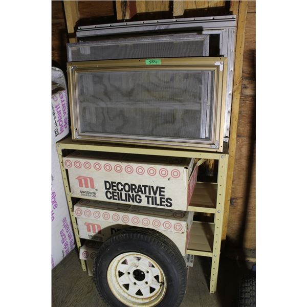 Windows Decorative Ceiling Tiles Tire and Metal Rack 37"