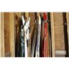 Image 3 : Lot of 4 Pairs of Skis with Rack of Ski Pol 4 Pairs of Poles