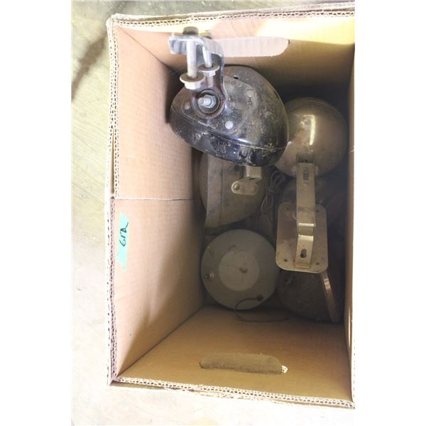 Box of Vintage Tractor Lights