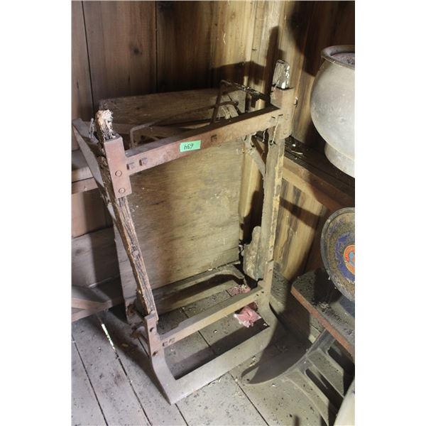 Vintage Bracket Metal Cart Wheel Barrow Style