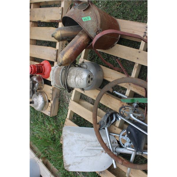 2 Brass Extinguishers Yokes Aluminum Shovel and Misc