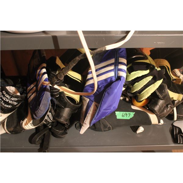 3 Pairs of Skates Rollerblades Knee Pads