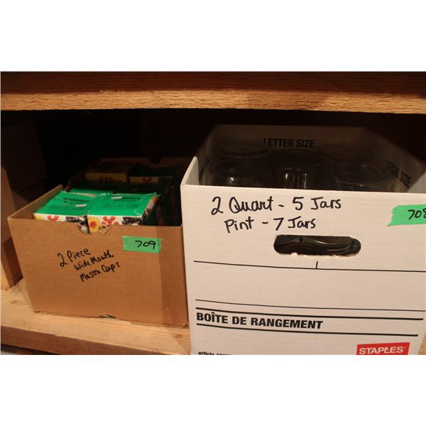 Canning Jars  5 count of 2 Quart, 7 count of Pint; box of 2 piece wide mouth caps