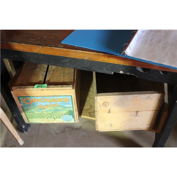 2 Wooden Apple Boxes