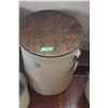 Image 1 : 10 Gallon Imperial Medalta Crock with Wooden Lid and Handles