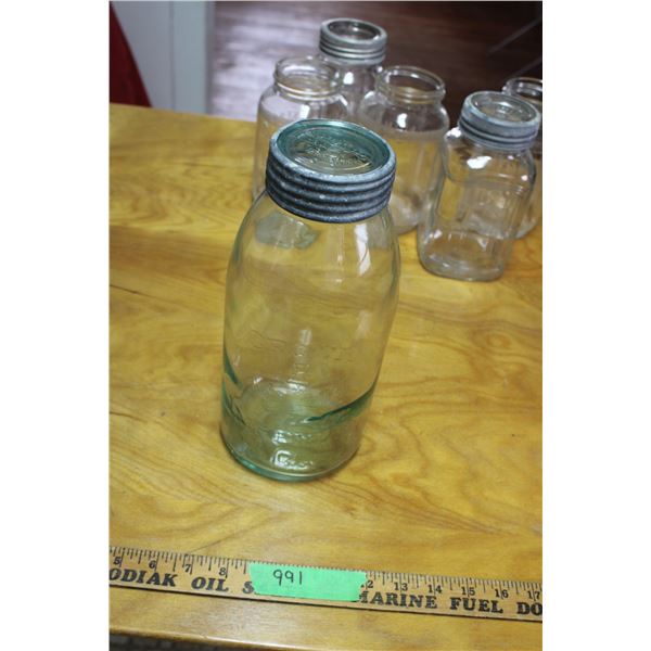 Vintage Blue Crown Mason Jar Imperial HG