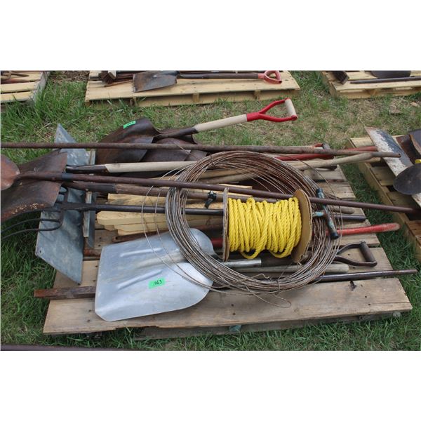 Pallet of Wire Rope Shovels Garden Related