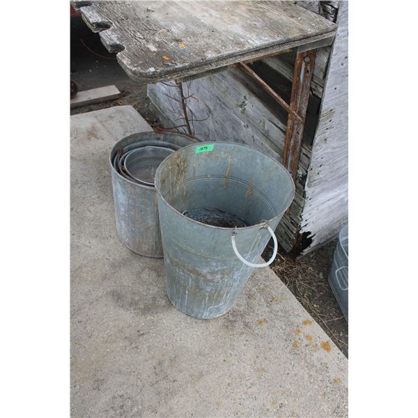 2 Galvanized Pails with Misc Pails