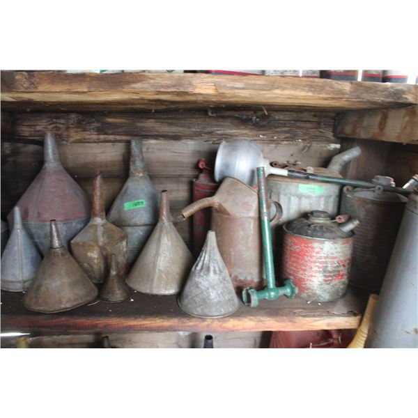 Vintage Gas Cans and Funnels