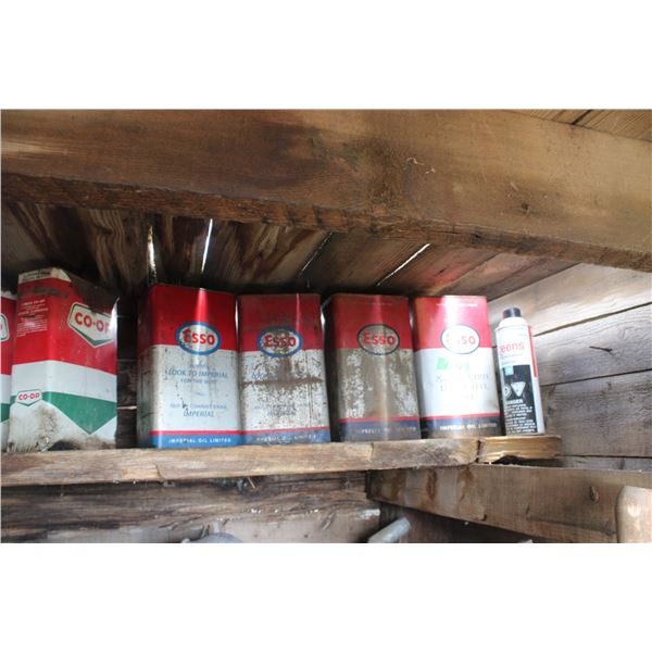 (7) Vintage Oil Cans Esso, Co-Op and One Texaco Co-op Full