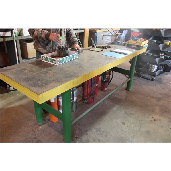 Metal Work Bench 8 ft Long 28" wide 33" high (Weighs 2600+ lbs - can be loaded with large tractor)