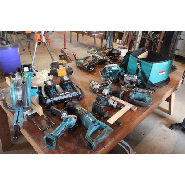 Makita 9 Piece Cordless Toolset with 3 Batteries Charger Mitre Saw, Drills, Impact, Router, Recip Sa