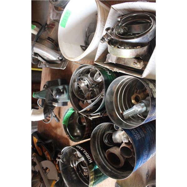 7 Containers of Misc Clamps Fittings and Misc
