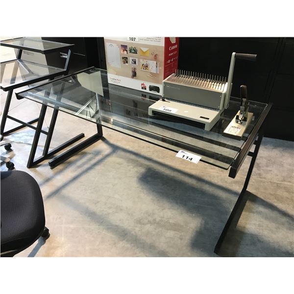 BLACK GLASS TOP 5' COMPUTER TABLE