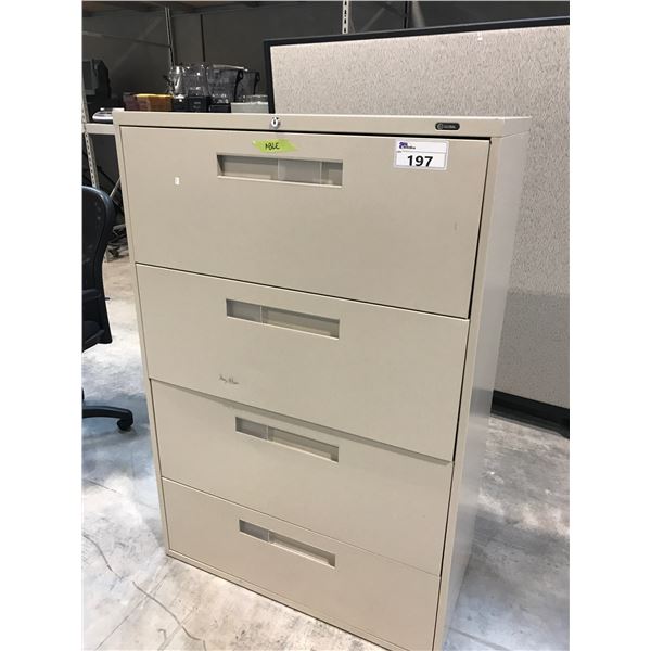 BEIGE 4 DRAWER LATERAL FILE CABINET