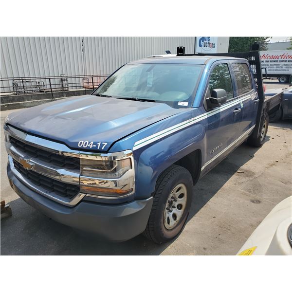 2017 CHEVROLET SILVERADO 4 DOOR PICKUP, FLAT DECK, BLUE, VIN# 3GCPCNEH4HG453885