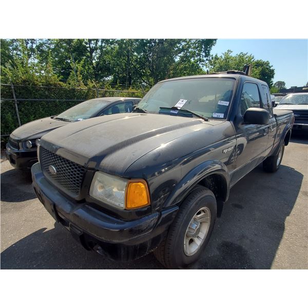 2003 FORD RANGER, 2DR EXT CAB PU, BLACK, VIN # 1FTYR44V93PA51286
