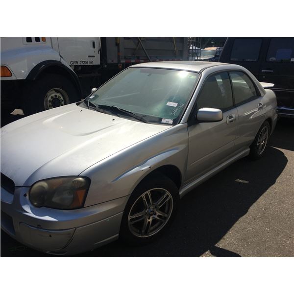 2005 SUBARU IMPREZA, 2.5 RS, 4DR SEDAN, GREY, VIN # JF1GD66585H513522
