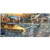 Image 3 : FRAMED LIMITED EDITION CANOE AND CABIN PRINT 39"W X 30"H BY JIM HANSEL 162/2450