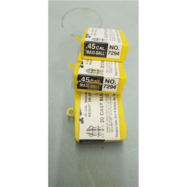 TC ARMS .45 CAL MAXI BALL 240 GRAIN, 60 CAST BULLETS