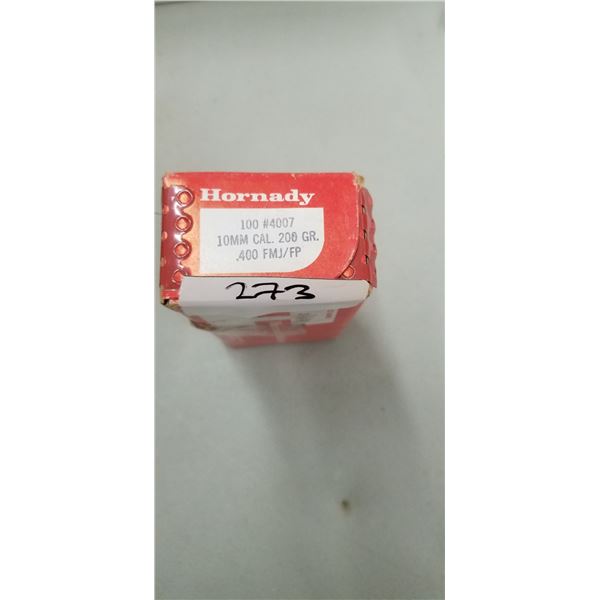 100 OF HORNADY 10MM 200GR FMJ/FP BULLETS
