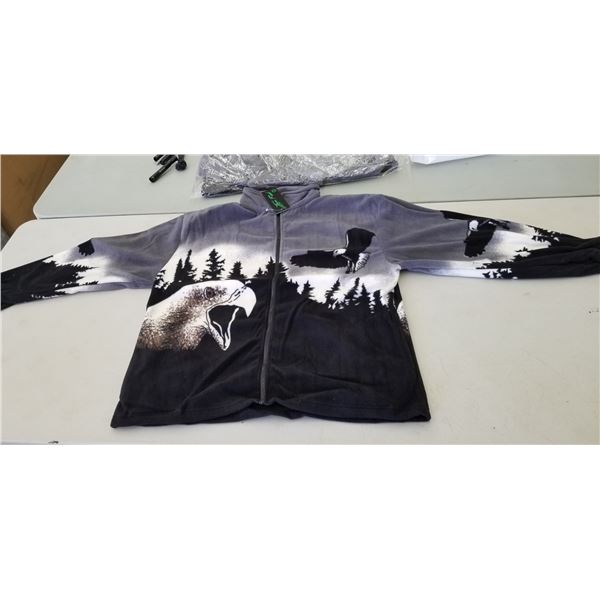 TWO LARGE EAGLE FLEECE SWEATERS