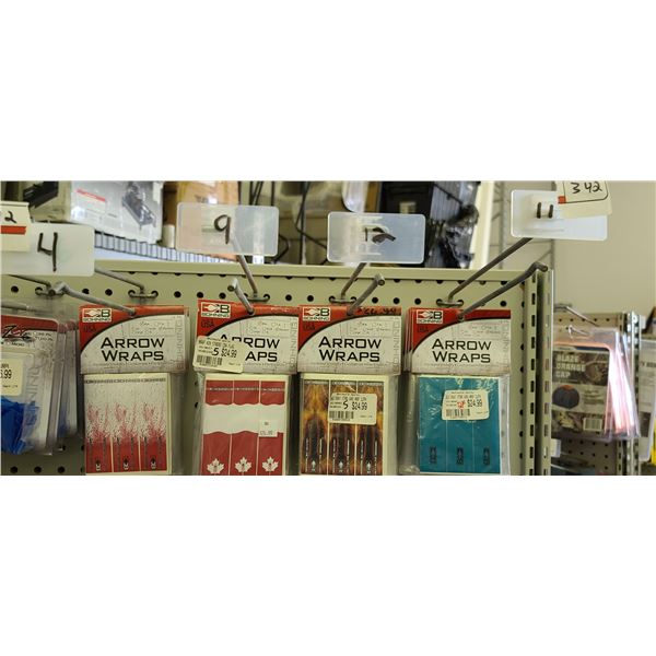 BOHNING VARIETY OF 4" ARROW WRAPS (SEE IMAGE FOR DESIGNS) QUANTIY OF 12 RETAIL VALUE $900
