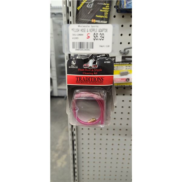 TRADITIONS FLUSH HOSE AND NIPPLE ADAPTORS QTY X 9, PLUS 3 SIENT DISCHARGE ACCESSORIES $89