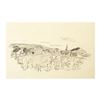Image 1 : Wayne Ensrud "View of Chassange-Montrachet, Burgundy" Pencil Original Artwork; Hand Signed; COA