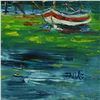 Image 2 : Elliot Fallas, "Dock Side" Original Oil Painting on Canvas, Hand Signed with Letter of Authenticity.