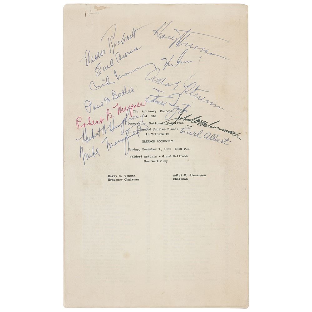 John F. Kennedy and Harry S. Truman Signed Seating List for a DNC