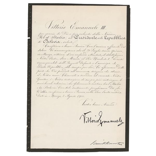 King Victor Emmanuel III Letter Signed