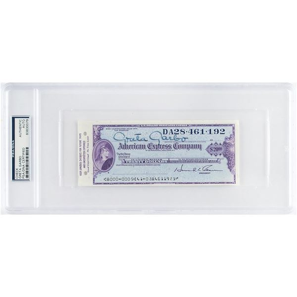 Greta Garbo Signed Check