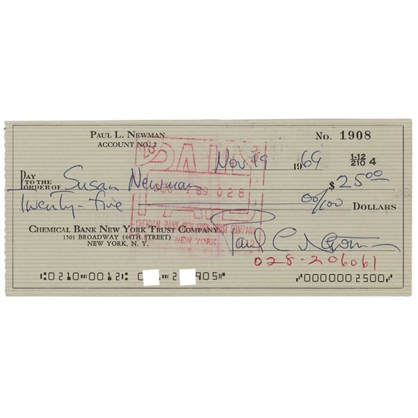 Paul Newman Signed Check