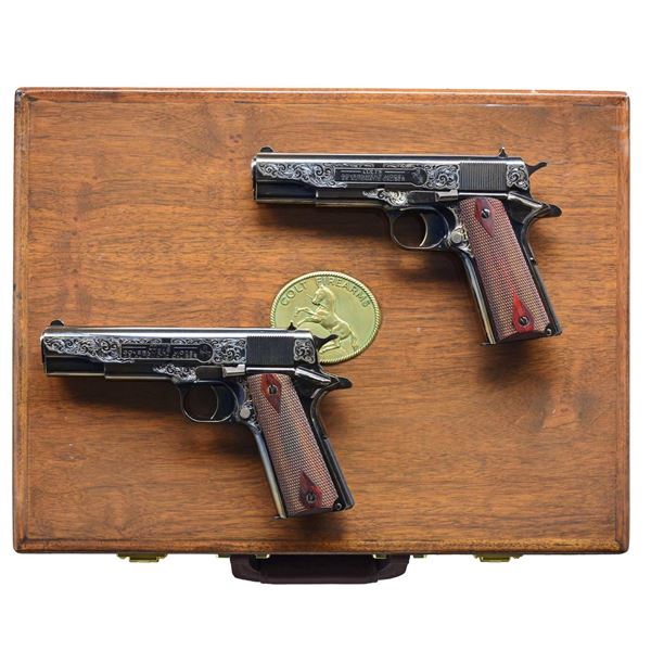 PAIR OF CONSECUTIVELY NUMBERED & ENGRAVED COLT