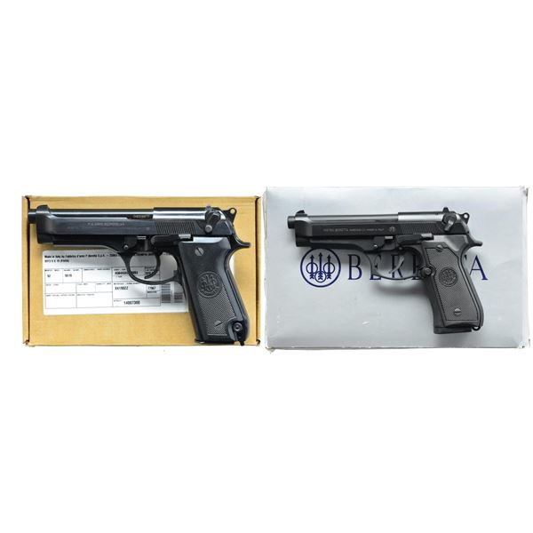 2 BERETTA MODEL 92 SEMI AUTO PISTOLS.