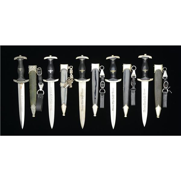 5 WWII STYLE REPRODUCTION GERMAN SS DAGGERS.