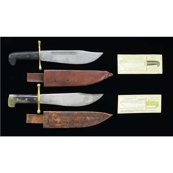 PAIR OF FINE WW2 V-44 SURVIVAL KNIVES.