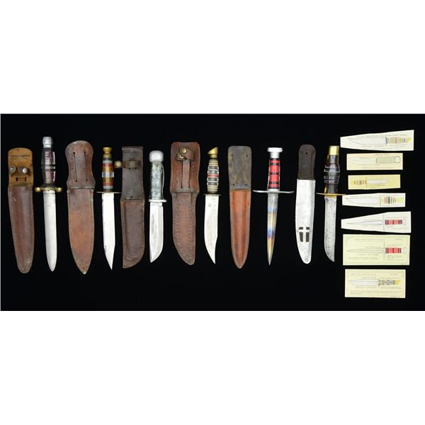 6 WWII THEATER MADE FIGHTING KNIVES.