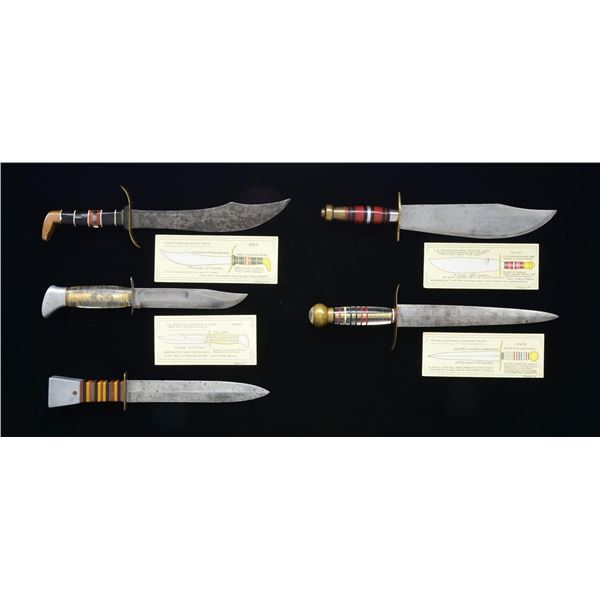 GROUP OF 5 FINE WW2 THEATER MADE FIGHTING KNIVES.