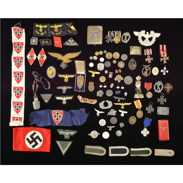 LARGE GROUP OF WWII GERMAN MEDALS, BADGES,