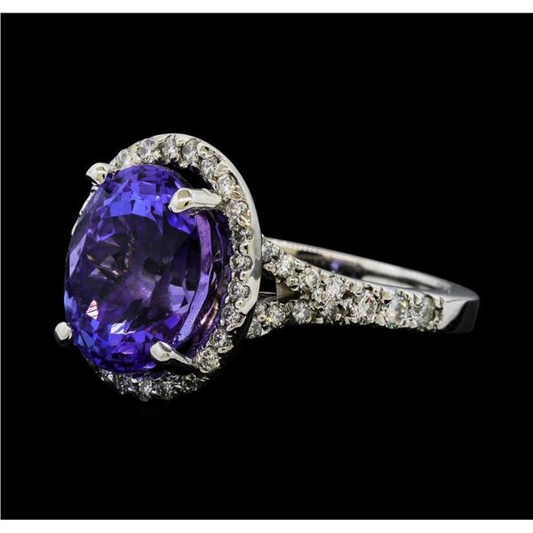 5.65 ctw Tanzanite and Diamond Ring - 14KT White Gold