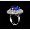 Image 4 : GIA Cert 11.22 ctw Tanzanite and Diamond Ring - 14KT White Gold