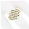 Image 3 : 14k Yellow Gold 1.15 ctw 5 Channel Baguette Diamond Wide Tiered Swirl Band Ring