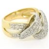 Image 4 : 18K Yellow Gold & Platinum .46 ctw Pave Set Diamond Open Swirl Cocktail Ring Sz