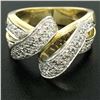 Image 6 : 18K Yellow Gold & Platinum .46 ctw Pave Set Diamond Open Swirl Cocktail Ring Sz