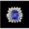 Image 2 : 14KT White Gold 4.33 ctw Tanzanite and Diamond Ring