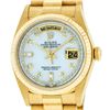 Image 1 : Rolex Mens 18K Yellow Gold Mother Of Pearl Diamond Quickset President Wristwatch