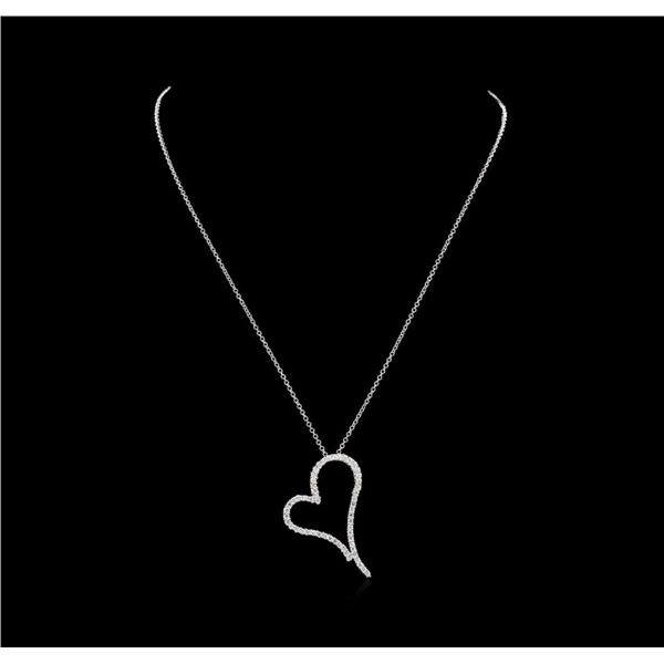 1.18 ctw Diamond Heart Pendant With Chain - 14KT White Gold